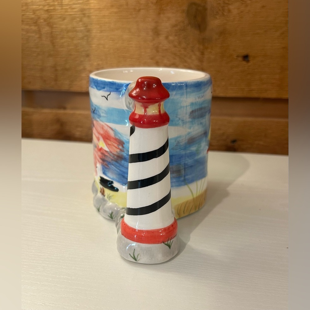 Bar Harbor Coffee Tea Ceramic Mug Cup Beach Lighthouse Sailboats Seagulls - Picture 3 of 10